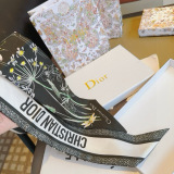 Dior Fashion Versatile Flower Blossom Dragonfly Double Sided Silk Scarf Hair Strap 6 x 105 CM