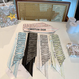 Dior Fashion Versatile Logo Printed Double Sided Silk Scarf Hair Strap 6 x 105 CM