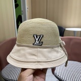 Louis Vuitton Women's Elegant Bow Fisherman's Hat Sunshade Straw Hat