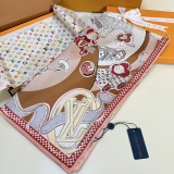 Louis Vuitton Fashion Versatile Vivienne World Tour Printed Silk Square Towel 90 x 90 CM