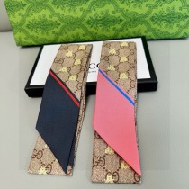 Gucci Fashion Versatile Bee Logo Printed Double Sided Silk Scarf Hair Strap 6 x 90 CM