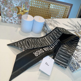 Dior Fashion Versatile Logo Printed Double Sided Silk Scarf Hair Strap 6 x 105 CM