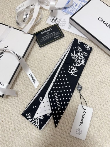 Chanel Fashion Versatile Silk Hair Strap Paddle Scarf 6x 120 CM