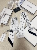 Chanel Fashion Versatile Silk Hair Strap Paddle Scarf 6x 120 CM