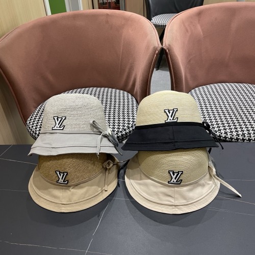 Louis Vuitton Women's Elegant Bow Fisherman's Hat Sunshade Straw Hat