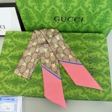 Gucci Fashion Versatile Bee Logo Printed Double Sided Silk Scarf Hair Strap 6 x 90 CM