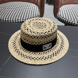 Chanel Fashion Versatile Hollow Grass Hat Sunscreen Hat 57CM