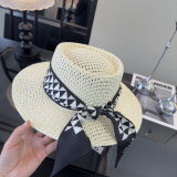 Prada New Fashion Versatile Top Hat Straw Hat 57CM