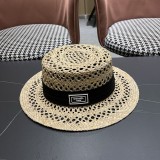 Chanel Fashion Versatile Hollow Grass Hat Sunscreen Hat 57CM