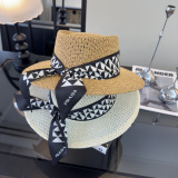 Prada New Fashion Versatile Top Hat Straw Hat 57CM