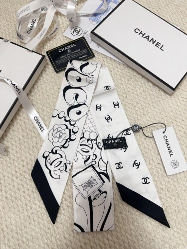 Chanel Fashion Versatile Silk Hair Strap Paddle Scarf 6x 120 CM