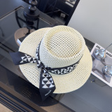 Prada New Fashion Versatile Top Hat Straw Hat 57CM