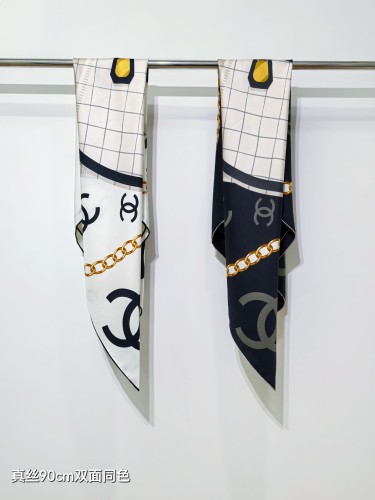 Chanel Fashion Versatile Double Sided Silk Square Towel 90 x 90 CM