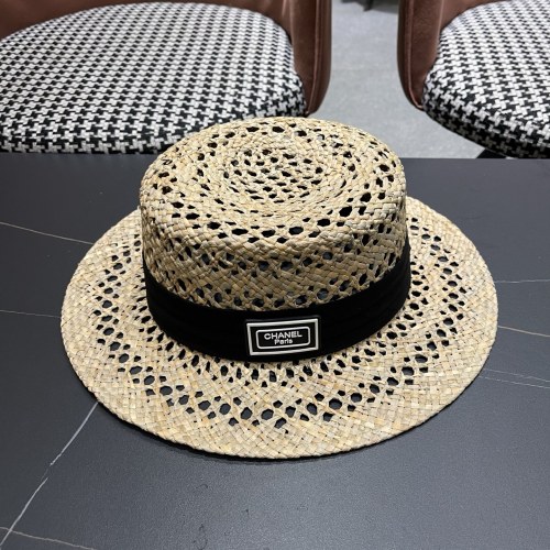 Chanel Fashion Versatile Hollow Grass Hat Sunscreen Hat 57CM
