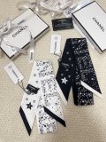 Chanel Fashion Versatile Silk Hair Strap Paddle Scarf 6x 120 CM