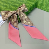 Gucci Fashion Versatile Bee Logo Printed Double Sided Silk Scarf Hair Strap 6 x 90 CM