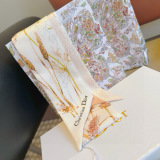 Dior Fashion Versatile Flower Blossom Dragonfly Double Sided Silk Scarf Hair Strap 6 x 105 CM