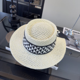 Prada New Fashion Versatile Top Hat Straw Hat 57CM