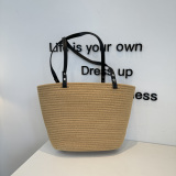 Prada Fashion Versatile Logo Printed Woven Bag Beach Bag Size: 40 x 26 CM