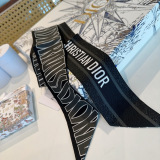 Dior Fashion Versatile Logo Printed Double Sided Silk Scarf Hair Strap 6 x 105 CM