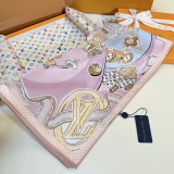 Louis Vuitton Fashion Versatile Vivienne World Tour Printed Silk Square Towel 90 x 90 CM