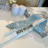Dior Fashion Versatile Logo Printed Double Sided Silk Scarf Hair Strap 6 x 105 CM