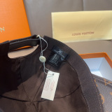 Louis Vuitton x Supreme Classic Embroidered Spliced Leather Baseball Cap Couple Versatile Duck Tongue Cap 56CM