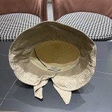 Chanel Fashion Knitted Bow Sun Hat Sunshade and Sunscreen Straw Hat