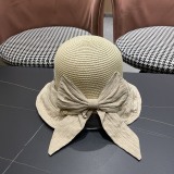Chanel Fashion Knitted Bow Sun Hat Sunshade and Sunscreen Straw Hat