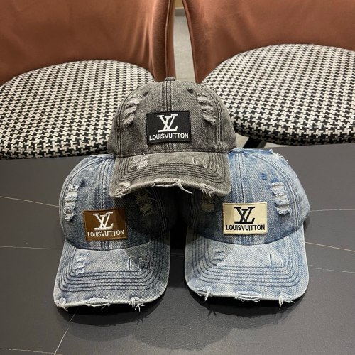 Louis Vuitton Couple High Street Washed Cowboy Baseball Hat Sunshade Duck Tongue Hat Damaged