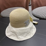 Chanel Fashion Knitted Bow Sun Hat Sunshade and Sunscreen Straw Hat