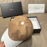 Dior Classic Leather Baseball Cap Couple Versatile Sunshade Duck Tongue Cap 56CM