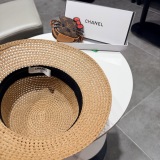 Chanel Fashion Versatile Hollow Top Hat Sunshade Straw Hat