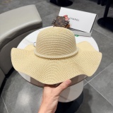 Chanel Fashion Pearl Bow Straw Hat Versatile Sunshade Hat