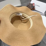 Chanel Fashion Pearl Bow Straw Hat Versatile Sunshade Hat