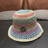 Moncler Fashion Straw Fisherman's Hat Rainbow Splicing Foldable Sunshade Hat