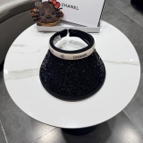 Chanel Fashion Glitter Empty Top Hat Versatile Sunshade Hat