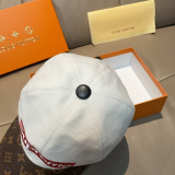 Louis Vuitton x Supreme Classic Embroidered Spliced Leather Baseball Cap Couple Versatile Duck Tongue Cap 56CM