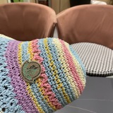 Moncler Fashion Straw Fisherman's Hat Rainbow Splicing Foldable Sunshade Hat
