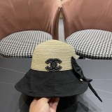Chanel Fashion Knitted Bow Sun Hat Sunshade and Sunscreen Straw Hat