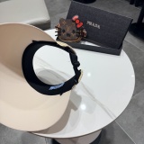 Prada Fashion Embroidered Logo Empty Top Hat Versatile Sunshade Hat