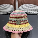 Moncler Fashion Straw Fisherman's Hat Rainbow Splicing Foldable Sunshade Hat
