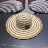 Chanel New Fashion Versatile Large Brimmed Grass Hat Top Sunshade Hat