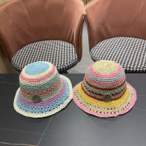 Moncler Fashion Straw Fisherman's Hat Rainbow Splicing Foldable Sunshade Hat Moncler Fashion Straw Fisherman's Hat Rainbow Splicing Foldable Sunshade Hat