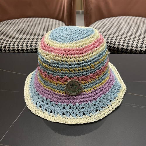 Moncler Fashion Straw Fisherman's Hat Rainbow Splicing Foldable Sunshade Hat