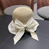 Chanel Fashion Knitted Bow Sun Hat Sunshade and Sunscreen Straw Hat