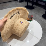 Louis Vuitton Fashion Retro Embroidered Straw Hat Sunshade Cap