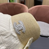 Chanel Fashion Knitted Bow Sun Hat Sunshade and Sunscreen Straw Hat