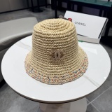 Chanel Women's Fashion Rainbow Hollow Weaving Fisherman's Straw Hat
