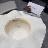 Chanel Fashion Pearl Bow Straw Hat Versatile Sunshade Hat